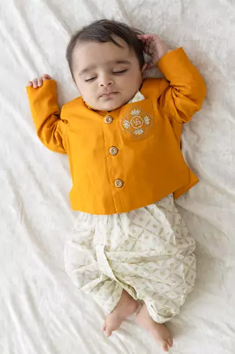 Yellow plain viscose  bandhgala Set