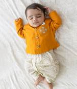 Yellow plain viscose  bandhgala Set