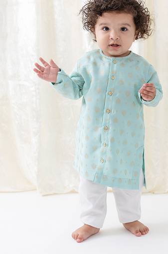 Blue printed viscose kurta set