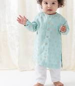 Blue printed viscose kurta set