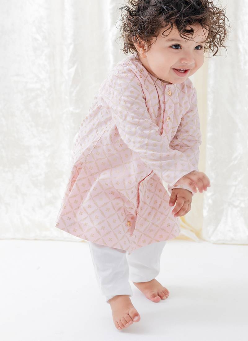 Pink printed viscose kurta set