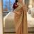Peach Color embroidery And  sequence Work Satin Saree