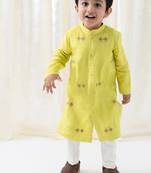 Green embroidered viscose kurta set