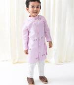 Purple embroidered viscose kurta set