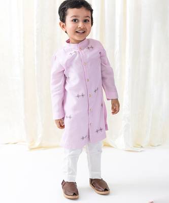 Purple embroidered viscose kurta set 6
