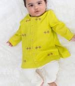 Green embroidered viscose kurta set