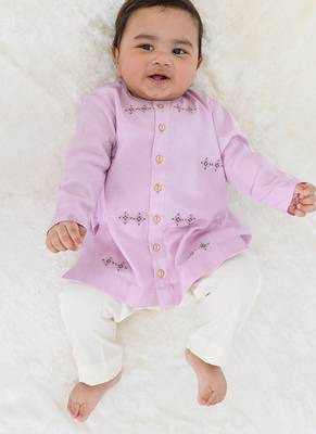 Purple embroidered viscose kurta set 1