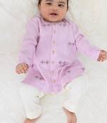 Purple embroidered viscose kurta set