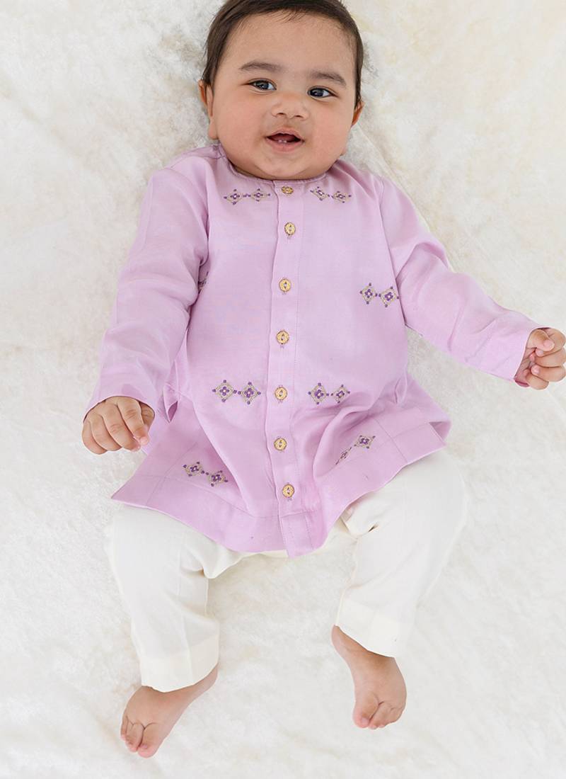Purple embroidered viscose kurta set