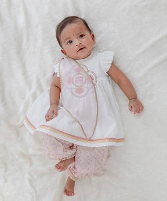 White embroidered viscose kurta set 1