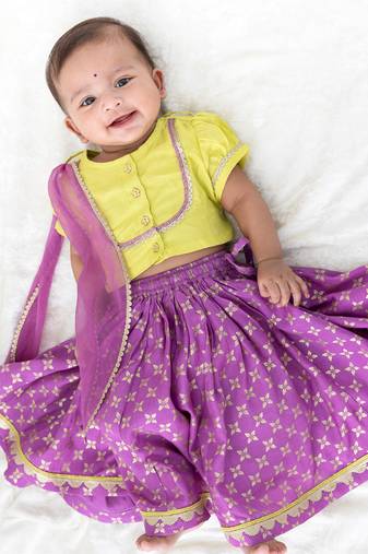 Green printed viscose lehenga set