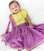 Green printed viscose lehenga set