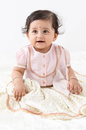 Pink Printed viscose lehenga set
