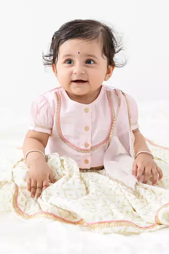 Pink Printed viscose lehenga set
