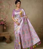 Baby Pink Minakari Big Flower Jaal With Viscose Saree with Blouse