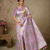 Baby Pink Minakari Big Flower Jaal With Viscose Saree with Blouse