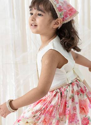 Pink floral printed cotton lehenga 7