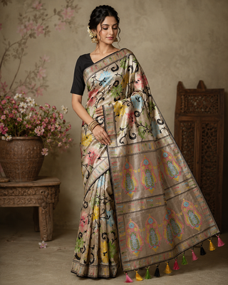 Black Viscose Saree with Blouse 1