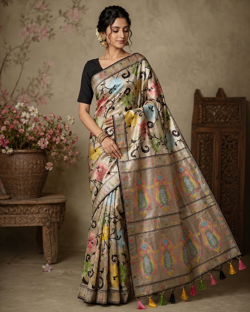 Black Viscose Saree with Blouse