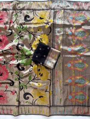 Black Viscose Saree with Blouse 2