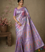 Lavender color Viscose Saree With Blouse