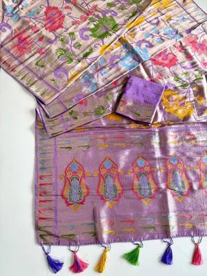 Lavender color Viscose Saree With Blouse 2