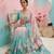 Sky Blue Color digital print And  mirror Work Silk Blend Saree