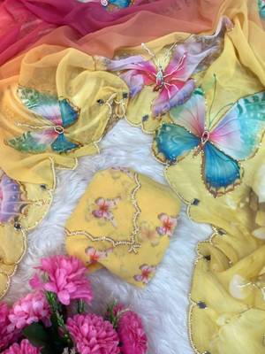 Yellow Color digital print And  mirror Work Silk Blend Saree 4