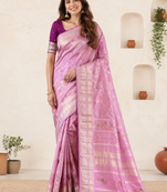 Baby Pink Viscose Silk Saree with Blouse