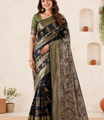 Black Viscose Crepe Silk Saree with Blouse