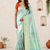 Sea Green Viscose Crepe Silk Saree with Blouse