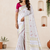 White Viscose Crepe Silk Saree with Blouse