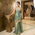 Elegant sea green silk kurta palazzo set with embroidery