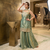 Elegant sea green silk kurta palazzo set with embroidery