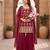 Women’s designer maroon embroidered sharara suit set with dupatta