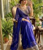 Purple Color embroidery sequence work Silk Blend Saree