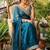 Teal Color embroidery sequence work Silk Blend Saree