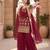 Women’s designer maroon embroidered sharara suit set with dupatta