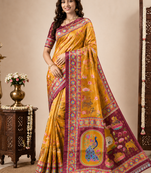 Yellow Color Crepe Saree with Blouse