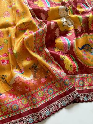 Yellow Color Crepe Saree with Blouse 4