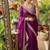 Wine Color embroidery sequence work Silk Blend Saree