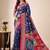 Navy Blue Crepe Silk Saree with Blouse