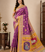 Purple Crepe Silk Saree with Blouse