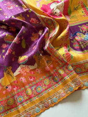Purple Crepe Silk Saree with Blouse 4