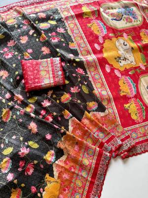 Black Crepe Silk Saree with Blouse 2