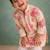 Beige floral printed cotton kurta set