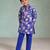 Blue floral printed cotton kurta set