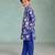 Blue floral printed cotton kurta set