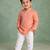 Peach printed cotton kurta set