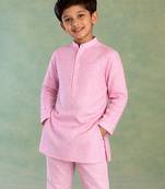 Pink printed cotton kurta set
